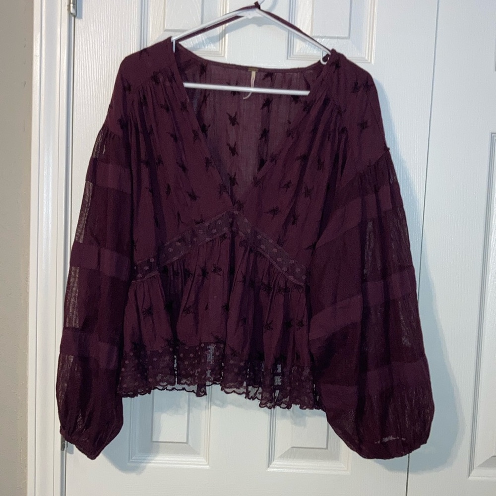 Free People sheer purple blouse
